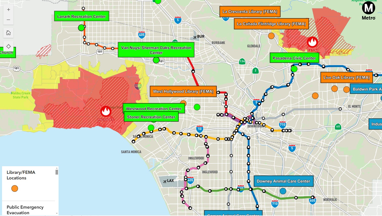 OV 1 LA Metro - wildfires map - January 2025